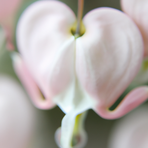 A close-up of a heart-shaped flower with a subtle fading gradient of pastel colors.