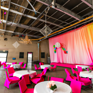 A venue with vibrant colors and furniture on a limited budget.
