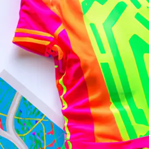 A bright neon-colored sports outfit with a vibrant pattern on the fabric.